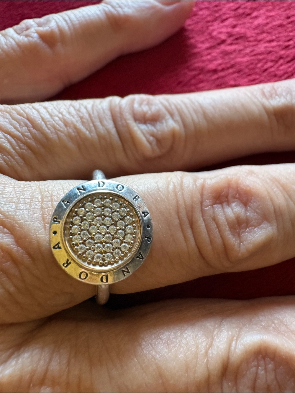 Pandora Two-Tone Pave Circle Ring - Silver and Gold